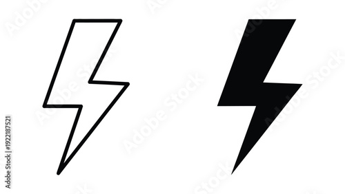 Bolt of Lightning Icon Set for Energy Power and Electricity Symbols
