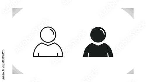 Generic User Profile Icon Vector in Outline and Solid Black for Account Management