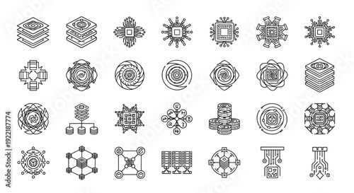 Mechanical Gear and Engineering Icons Collection Set
