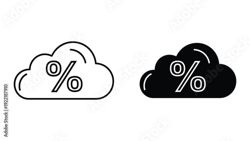 Cloud Discount and Online Sale Promotion Icon Set