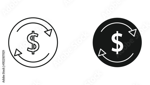 Money Exchange and Transaction Circulation Icon Set