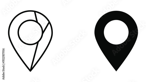 Location Pin Icons: Outline and Solid Map Marker for Navigation and Place