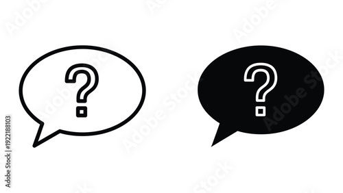 Question Mark in Speech Bubble Icon for Help, FAQ, and Inquiry