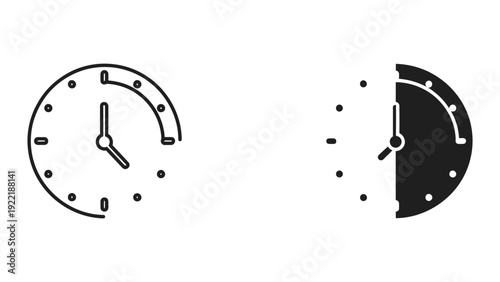 Incomplete Clock Icon Set for Time Management and Project Progress