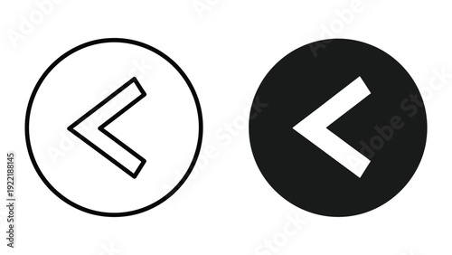 Cheveron Left Icons - Outline and Solid Black Circle Variants