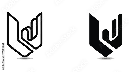 Abstract Geometric Shield and Ribbon Logo Icons