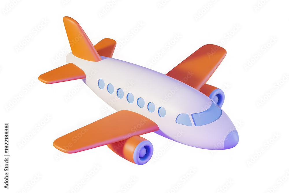 Naklejka premium Colorful 3D Toy Propeller Airplane Isolated on White Background.png