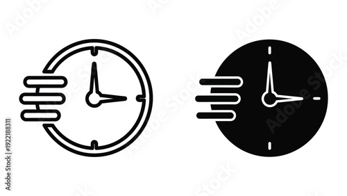 Fast Time Clock Icon for Quick Service and Efficiency Concepts