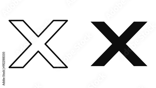 Bold Letter X Close and Delete Icons in Outline and Solid Styles