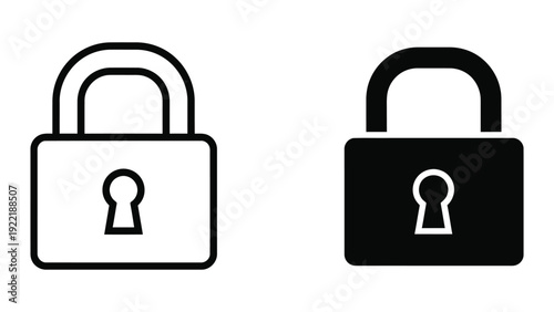 Padlock Icon for Security, Privacy, and Protection Indicators in Flat Black Style