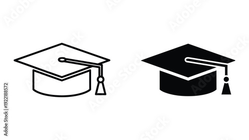 Graduation Cap Mortarboard Icon - Education, Achievement, Diploma, or Academic Success