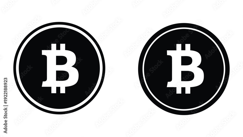 Obraz premium Bitcoin Cryptocurrency Symbol Icon Set
