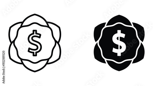 Dollar Currency Financial Badge Icon Set for Banking