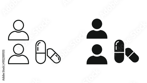 Patient Medication and Medical Care Icon Set