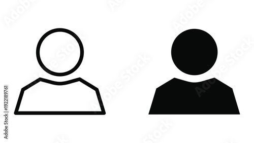 User Profile Icon Set: Outline and Solid Fill Styles for Account, Person, and Avatar
