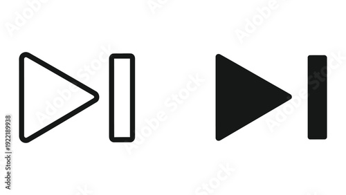 Next Track or Skip Media Player Icon in Outline and Solid Black Styles