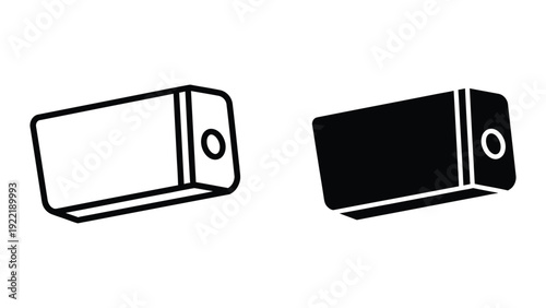 Minimalist Speaker or Electronic Device Icons in 3D Perspective