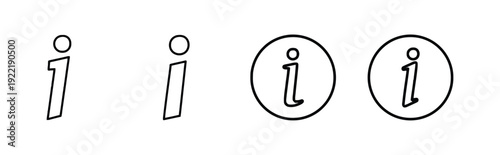 Information symbol variations with letters i and circle