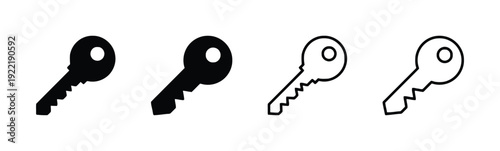 Key icons for access and security on white background