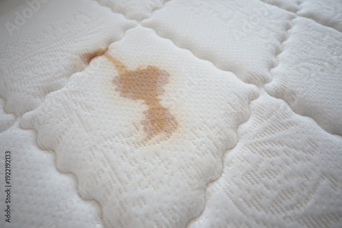 Fotografie Stain on a white mattress due to spill of liquid