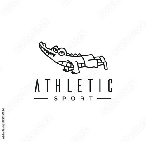 Alligator crocodile Push Up Logo Outline Silhouette	