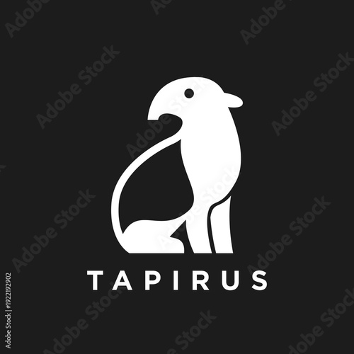 Minimalist Tapir Animal Logo Icon Design with "Tapirus" Text on Black Background