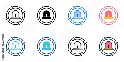 Digital Emergency Response icons set multiple style collection. Editable stroke 
