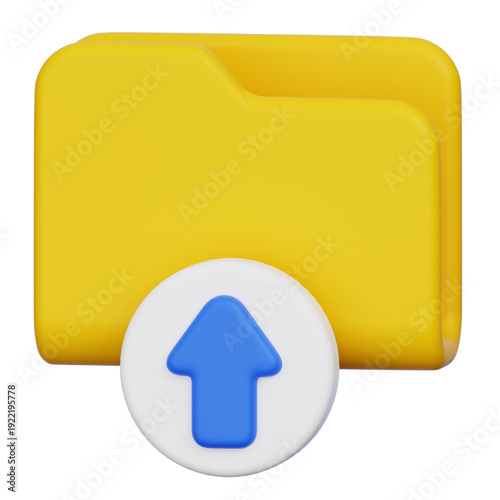 Vibrant 3D Rendered Upload Folder Icon for Digital File Transfer, Secure Data Management, and Efficient Cloud Storage Solutions in Modern Web Applications and Workflows