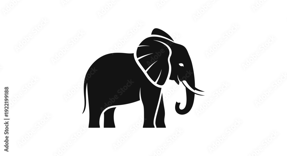 Fototapeta premium Stunning black elephant silhouette logo design