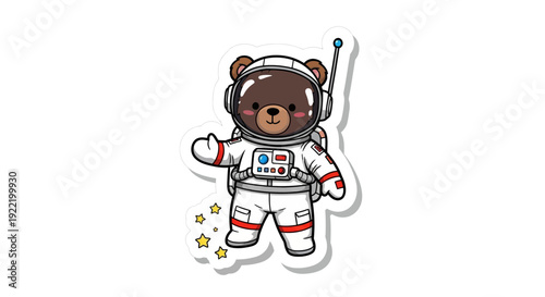Cute Bear Astronaut Floating in Space with Stars