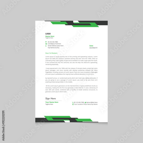 Clean and professional corporate company business letterhead template design