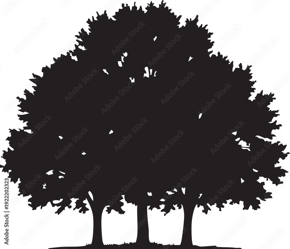 Fototapeta premium A minimalist illustration of three trees in silhouette against a plain white background