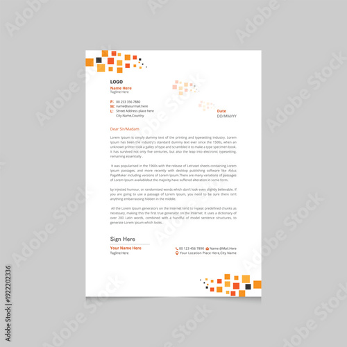 Clean and professional corporate company business letterhead template design