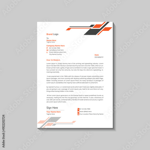 Clean and professional corporate company business letterhead template design