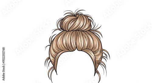 Messy Bun Hairstyle Illustration - Blonde Hair, Casual & Chic