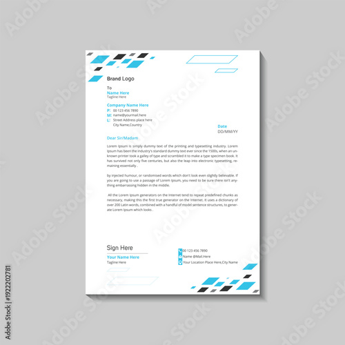 Clean and professional corporate company business letterhead template design