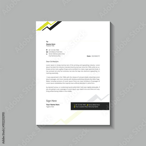 Clean and professional corporate company business letterhead template design