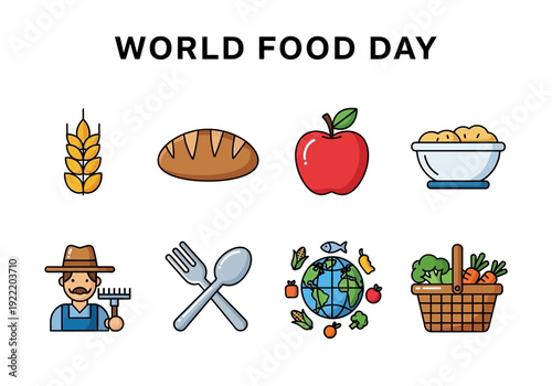 Celebrating World Food Day with Icons of Agriculture, Nutrition, and Sustenance