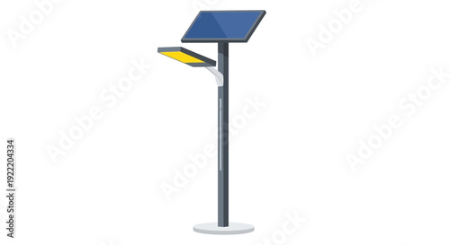 Modern Solar Street Light with Panel on White Background