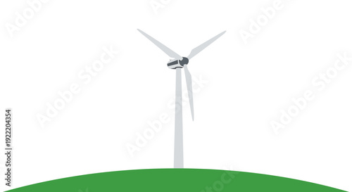 Modern Wind Turbine on Green Hill, Clean Energy Generation
