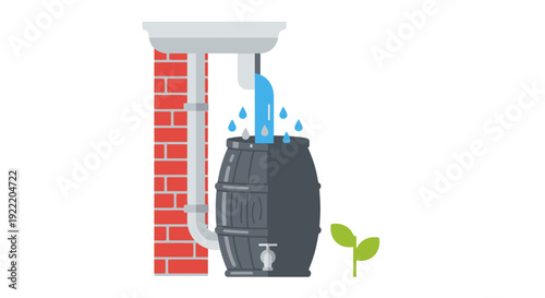 Rain Barrel Collection System for Water Conservation and Gardening