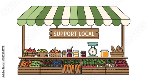 Support Local Market Stall with Fresh Produce and Jars