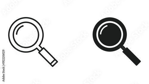 Simple Magnifying Glass Search Icon Set for Digital Interfaces
