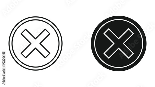 Close Cancel Cross Icon Set in Circle for User Interface