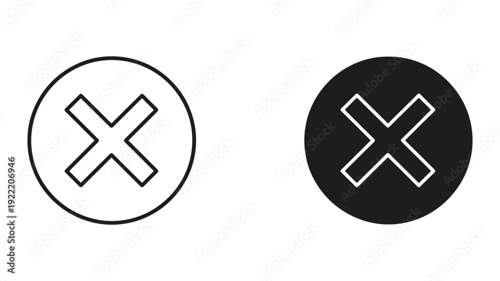 Obraz premium Circular Close and Delete Button Icon Set