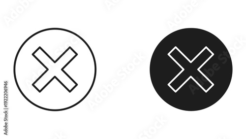 Circular Close and Delete Button Icon Set