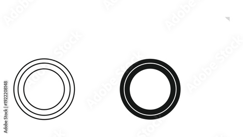 Concentric Circles Icon Set, Stacked Rings Abstract Geometric Target Symbol