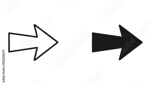 Modern Right Arrow Icon for Navigation, Progress & Direction - Outline & Solid Vector