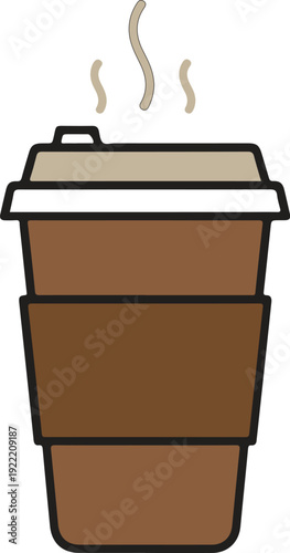 Hot Coffee Cup Takeaway Flat Icon Illustration