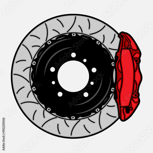 A detailed vector-style illustration of a car disc brake.